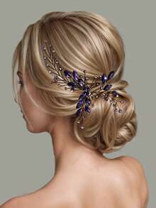 1pc Rhinestone Flower Hair Comb, Fashionable Headpiece For Bride, Bridesmaid, Suitable For Wedding, Prom, Party, Photography, Casual, Valentine's Day - Red - View 13