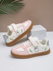 1 par de zapatillas casuales bordadas, zapatos de moda y versátiles para niñas - Rosa - Ver 3