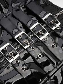 1pc Women's Shiny Lace-Up Bustier, Tight Waist Cincher Corset Top, Suitable For Party And Daily Wear