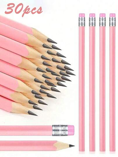 30/20/5PCS Pink Wedding HB Pencil Graphite Pencil Set Wooden Pencils With Eraser For School Drawing Sketching, Wedding, Office Supplies, New Year And Valentine's Day Gifts, Back To School, Drawing Supplies, Student Supplies, Learning Accessories, Back To School Supplies