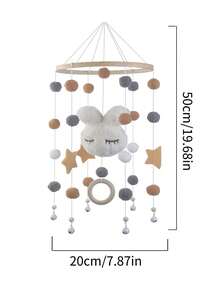 儿童房风铃，INS兔头五芒星造型，竹木摇铃，床铃，婴幼儿房装饰，适合房间装饰，婴儿礼物 - 粉色 - 查看 7