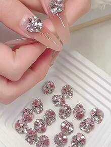 10 sztuk 3D migających kryształków K9 w kształcie kwadratu z kryształkami do paznokci, czarno-szampanowe, różowe, przezroczyste, czerwone, stopowe, 3D, układane kryształki do paznokci, luksusowe ozdoby do paznokci DIY