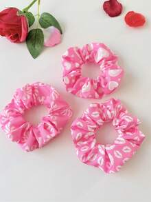 3pcs/6pcs Vintage Elegant Animal Element Hair Accessories Set, Including Animal Print Scrunchies, Lip, Heart, Bow Hair Tie, Suitable For Holidays, Parties, Dresses, Gifts, Daily Wear, Bohemian Style For Valentine's Day Valentine's Day Accessories Gift Head Accessories