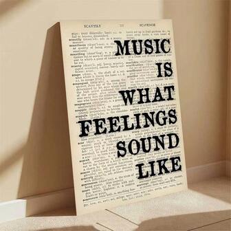 1 Pieza/Set Cartel de arte de pared con cita musical retro impresa en lienzo, "La música es la voz de la emoción", apto para sala de estar, dormitorio, decoración del hogar, sin marco. Decoración de pósteres para el hogar, decoración de dormitorio, decoración de oficina, pintura de aceite y arte mural para el hogar, decoración de baño.