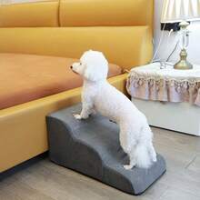 1pc Pet Cat Dog Stairs, Bedside Ramp, Non-Slip Foam, Suitable For All Seasons, Removable & Washable Pet Stairs, Grey