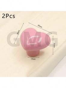 2/4/8/12个装陶瓷抽屉拉手，心形，适用于橱柜、梳妆台等，配有螺丝，也可用于厨房家具，粉色厨房装饰配件，衣柜 - 粉色 - 查看 3