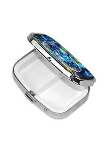 1 st elegant pillerlåda med fjäril, katt, fågel, bärbart resefodral i metall med 2 fack - unik presentidé, pillerlåda för handväska - Multifärgad - Visa 6