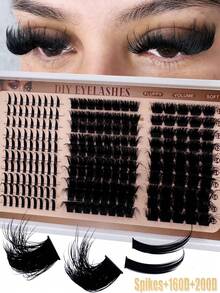 300D/200D/160D/120D/100D/80D/60D Spiky Lash Clusters & Lower Lashes, 190pcs/260pcs/240pcs/220pcs/290pcs Fluffy & Thick Cartoon Natural Spiky Cluster False Eyelashes, Fairy Cluster Lashes, Thin Cartoon Lashes, D Curl, Single Strand Mink Hair False Lashes, Eyelash Extension, Full Coverage, DIY At Home - D - Xem 12