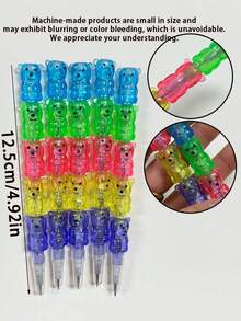 60pcs Stackable Plastic Bear Pencils, 5-In-1 Colorful Stackable, Suitable For Birthday Parties, Bear Themed Parties, School Supplies And Other Fun Accessories - Nhiều màu - Xem 7