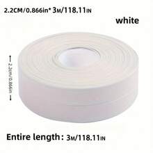 YITAPE 1 Roll 118.11 Inch Super Adhesive Waterproof Self-Sealing Strip - Heavy Duty, No Tools Needed, Suitable For Bathroom, Kitchen, Sink, Shower, Bathtub, Appliances - Leak Proof, Dust Proof - Ideal For DIY And Home Improvement, Clean Edges, Long-Lasting Seal, Waterproof Tape, Property Management, Bathroom Sealant, Bathroom Tape, Self-Adhesive Sealing Strip, Self-Adhesive Trim, Bathroom Adhesive Strip, Shower Sealant, Home Decor, Bathroom Decor