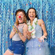 2 Packs Of Turquoise Blue Wavy Foil Fringe Curtain For Party Decor, Shiny Tinsel Backdrop For Photography, Suitable For Photo Studio Props, Beach Party, Theme Party, Underwater Celebration, Birthday And Wedding Decoration, Also Applicable For Christmas, Graduation And Anniversary - Multicolor - View 5