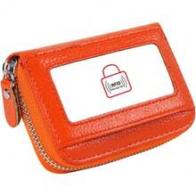 Portatarjetas de piel con bloqueo RFID de 12 ranuras para mujer, Café, Una talla, Cartera Rfid - Naranja - Ver 9