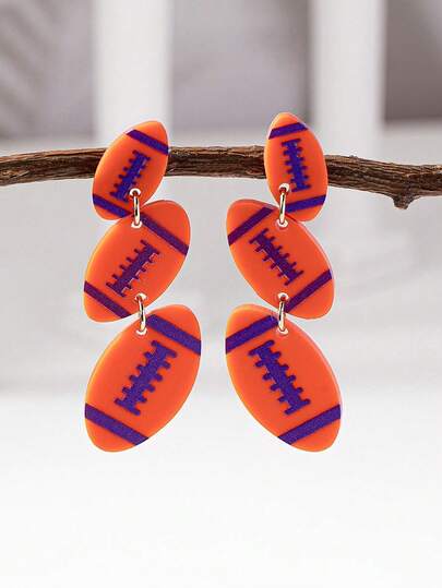 1 par de pendientes de acrílico con diseño de tigres para el día del partido de fútbol o rugby, declaración de equipo de animación