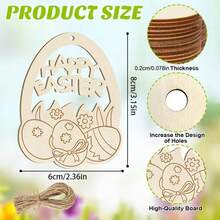 10pcs Wooden Easter Eggs | Blank Craft Eggs With Jute Ropes For Art Creation, Classic Easter Decor And Hanging Ornaments - Multicolor - View 8