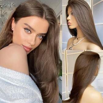 All Hair Length Are Similar Salon Hair Quality Olive Brown Coloring Wigs 13x4 Ear To Ear Lace Frontal Wigs Human Hair 180% Density Very Thick Go To Wear Glueless Strong Swiss Lace So No Shedding Transparent Lace Front Wig Double Drawn Light Chestnut Color Wigs Wear Free/Center/Side Part Pre Plucked Hairline Free Shipping Same Day