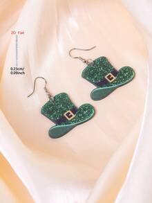 1 Pair Green Hat Acrylic Earrings, Elegant Minimalist Style Jewelry Earrings For Men And Women, Suitable For Daily And Holiday Wear - Green - View 7