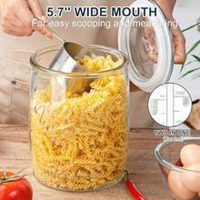 Paquete de 2 tarros de galletas tarro de vidrio de 1 galón con tapas herméticas tarro grande de boca ancha para cocina despensa y lavandería juegos de recipientes de boticario de vidrio - Claro - Ver 7