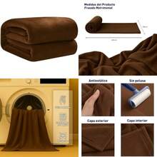 Bluelander Matrimonial, Franela de Calidad, Frazada Cómoda y Calientita Tejido Suave y Cálido, Manta de 100% Poliéster Ultrasuave, Calidad Premium (1, Café, Matrimonial)(default) - Multicolor - Ver 1
