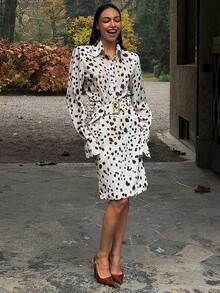 Bộ 2 món áo sơ mi + chân váy họa tiết da báo thanh lịch dành cho nữ - Nhiều màu - Xem 1