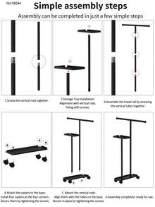 1pc Modern Freestanding Metal Towel Rack With Hooks And Storage Shelf, Movable Towel Rack, Multi-Purpose Towel Holder For Bathroom, Bedroom, Bathtub, Robe And Pajama Rack, Towel Storage Organizer - Multicolor - View 10