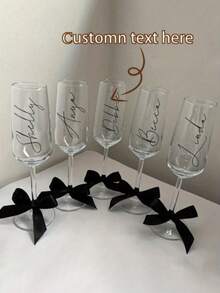 Personalized Champagne Flutes, Customized Champagne Glasses For Bride And Bridesmaids - Reusable, Machine Washable, Customized Champagne Flutes With Bow/Bride And Bridesmaid Wedding Party Glasses - Multicolor - View 8