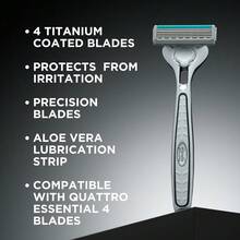 Wilkinson Sword Quattro Titanium Sensitive Razor Blade, 4 Count - Maquinilla de Afeitar - Ver 1