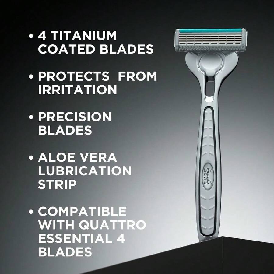 Wilkinson Sword Quattro Titanium Sensitive Razor Blade, 4 Count - Maquinilla de Afeitar - Ver 1