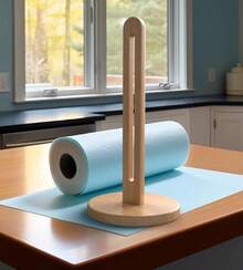 CHAUNCEY HOME Wooden Paper Towel Holder Stand - Kitchen Paper Hanger Rack Bathroom Towel Roll Stand Organizer Simply Standing Countertop Paper Roll Holder, WPTH - ColorI - View 7