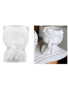 1件装，树脂浇铸模具，女孩造型花盆硅胶模具，粘土模具，石膏花盆/烛台模具，混凝土花盆模具（用于制作盆栽植物），DIY树脂浇铸模具，环氧树脂花盆模具，手工水泥笔筒模具