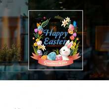 1 Roll Easter Spring Decorative Glass Door And Window Stickers Easter Glass Door Stickers Festival Flower Rabbit Easter Egg Shop Showcase Electrostatic Adsorption Window Stickers Adhesive Free