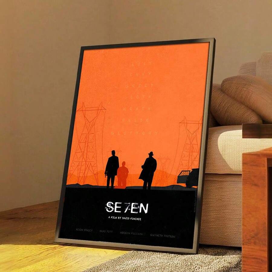 1 张《七宗罪》电影海报 _ 帆布墙画 _ 海报帆布画墙饰房间家居装饰（无框） - 彩色 - 查看 1