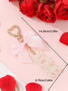 Chaveiro de Carta de Amor Pingente de Resina 3D com Laço de Cetim, Bolsa com Mensagem Doce, Presente Romântico para Ela, Acessório Fofo para Carteira, Bolsa, Chaveiro de Bolsa