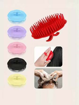 2 st. hårbottenborste i slumpmässig färg, schampoborste, mjällrengöringsborste, duschmunstycke för hårbotten, hårbottenmassageborste, djuprengörande hårduschkam, för schamponering och friskt hår, herrhandborste, skäggborste, rund handflata för husdjursgrooming - lämplig för badrum, hemmabruk, julklappar och hushållsbruk.