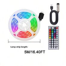1-20米（3.2-65英尺）RGB LED灯带，全屋装饰照明套装（含USB控制线和44键遥控器） - 65英尺可裁剪LED灯带/灯串，简约风格，暖色/亮色变色灯，柔韧易粘贴安装，适用于电视背光照明