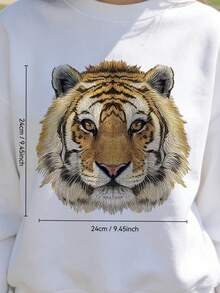 1pc Realistic Ferocious Tiger Head Iron-On Transfer - DIY Heat Transfer Sticker For Clothes, T-Shirts, Pants, Backpack, Pillow With Hot Stamping Effect - Easy To Apply And Durable - Multicolor - View 3