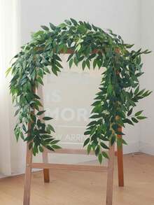 Artificial Vine Wreath, Fake Vine Leaves Wreath Decor, Faux Plant Green Wreath, Suitable For Dining Table Decor, Home Room Wall Decor, Wedding Arch Decor - Green - View 9