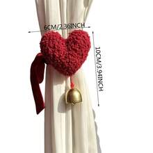2 alzapaños para cortina de San Valentín con forma de corazón, lazo y campana, para el hogar, la sala de estar y el dormitorio. - Multicolor - Ver 6
