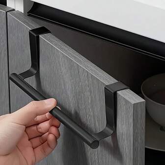 Stainless Steel Towel Bar, Fashionable Drill-Free Over-The-Door Towel Rack, Ideal For Bathroom And Kitchen Towel Storage, Durable And Space-Saving, Suitable For Home Use.