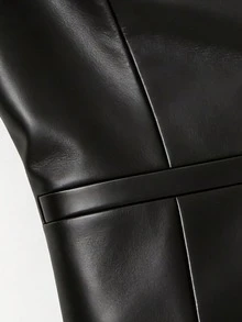 HOMEYEE Bộ vest và quần dài bằng da PU cổ tròn dành cho nữ, kiểu dáng retro, thích hợp cho công sở, đi làm hoặc đi nghỉ mát. - màu đen - Xem 7