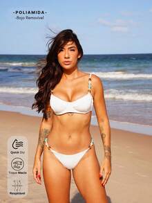 Textured Bikini With Removable Padding And Straps With Details. - White - View 1