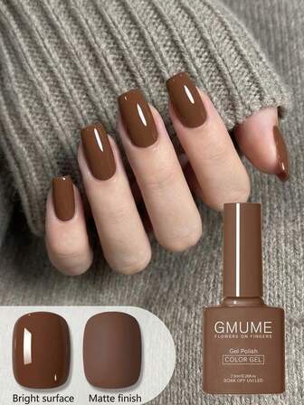 7,5ml Esmalte de uñas en gel color caramelo marrón No.010, tono cálido de caramelo toffee y castaña, barniz de tono tierra otoñal