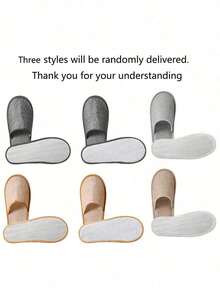 1/3/5/10/20 Pairs Unisex Spa Slippers, Non-Slip Bathroom Slippers, Loose Hotel Slippers, Hotel Use, Closed Toe Design, Plush, No Power Needed, Suitable For Bathroom, Living Room, Hotel And Homes Without Shoes - Multicolor - View 6