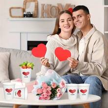 25/50个装 8盎司一次性派对杯（加厚款），适用于冷热饮品，具有一定的保温效果。心形一次性纸杯，适用于情人节、母亲节、结婚纪念日、婚礼、生日派对、主题派对、单身派对等场合，营造主题氛围。 - 彩色 - 查看 8