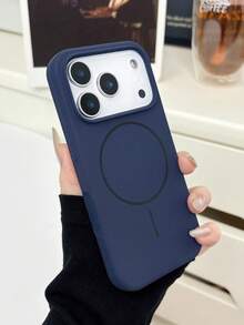 适用于 16 Pro Max 的液态硅胶磁吸保护壳 - 深藍色 - 查看 3