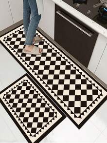 1pc Of Black And White Checkered Bonded Rubber Soft Mat For Kitchen Floors, A Water-Absorbing Mat That Is Easy To Clean. Suitable For Use In Kitchens, Bathrooms, And Other Areas. Ideal For Use Throughout The Year And For Various Holidays. - Multicolor - View 11