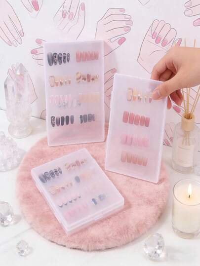 1pc Portable Nail Art Display Box, Large Capacity Dust-Proof Nail Polish Storage Box, Transparent Nail Polish Color Card - Convenient For Storing And Organizing Nail Art Works, Double-Sided Nail Art Display Box