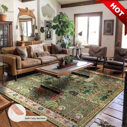 Large Size Washable Plush Carpet, Soft Texture, Anti-Slip Design, Suitable For Hallway And Kitchen. Also Available In Extra Large Vintage Green Runner Carpet, Can Be Used As Hallway Mat. Multi-Purpose Rug, Anti-Slip And Comfortable, Also Suitable For Bathroom Or Work Area.
