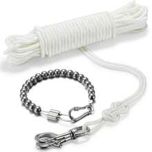 Kit de cuerda de poste de bandera de 50 pies cuerda de bandera de poliéster con 2 ganchos giratorios de acero inoxidable de 3.5 pulgadas y anillo de retención de poste de bandera de longitud - como en la foto - Ver 1