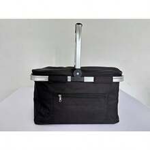 Cesta grande de picnic de 30 litros plegable y aislada para acampar al aire última intervensión pícnic cesta de picnic de gran capacidad con asa para picnic comida para llevar compras camping - Gris - Ver 2