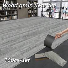 10 件/套 即剥即贴乙烯基木纹地砖，易于安装，自粘防水防刮地板贴纸，适用于卧室、客厅、厨房
